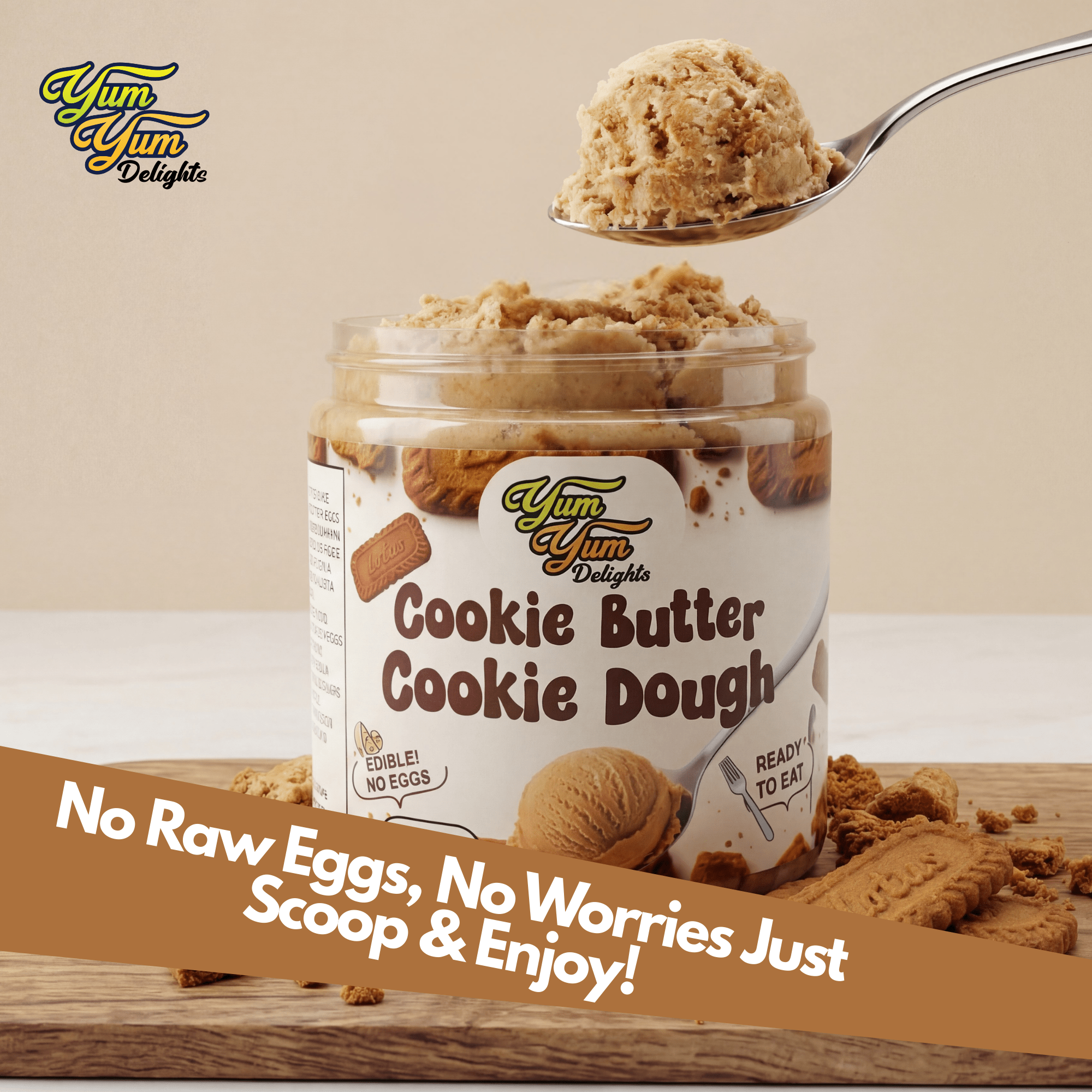 Edible Cookie Butter Cookie Dough – The Ultimate No-Bake Treat - Egg-Free - With Biscoff Crumbles