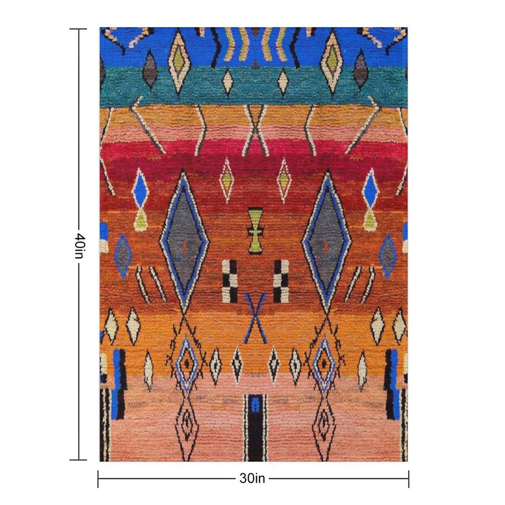 Heritage Traditional Multicolour Moroccan Rug Design Easy Care Throw Blanket