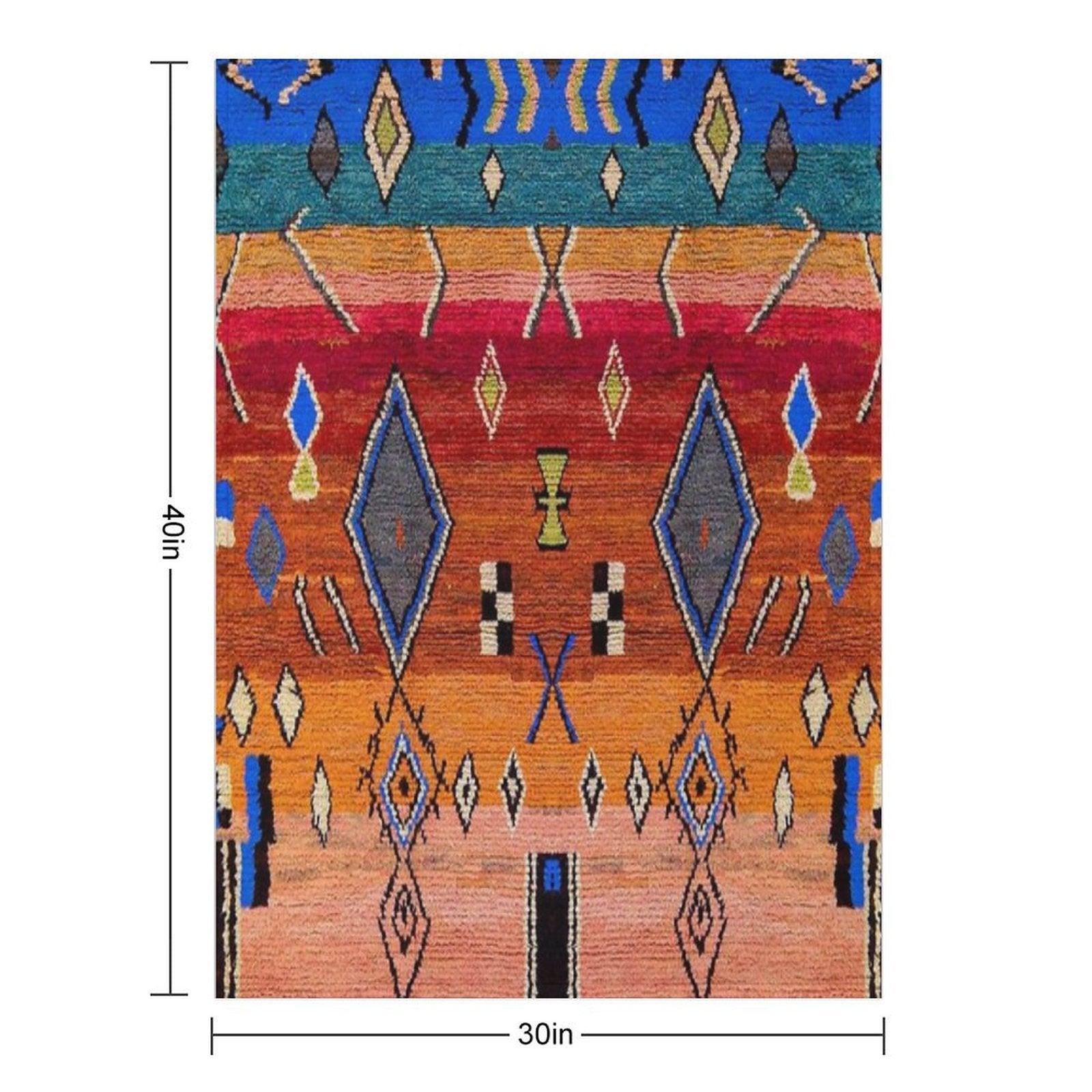 Heritage Traditional Multicolour Moroccan Rug Design Easy Care Throw Blanket