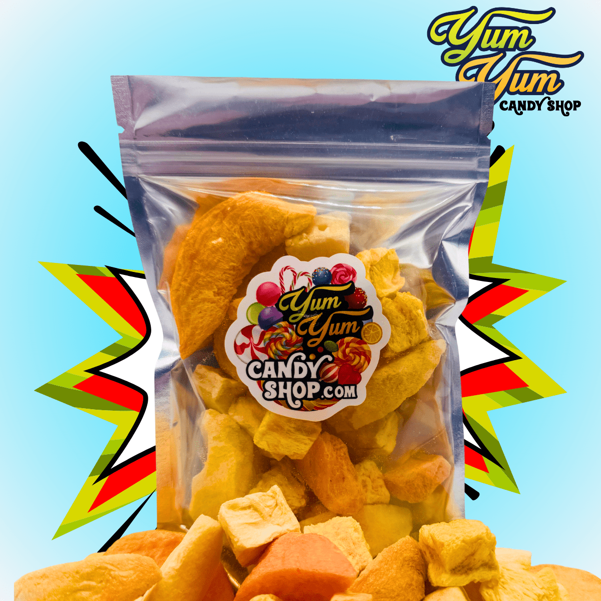 Freeze Dried Fruit Mix – Pineapple, Peaches, Papaya & Apples | Yum Yum Candy Shop
