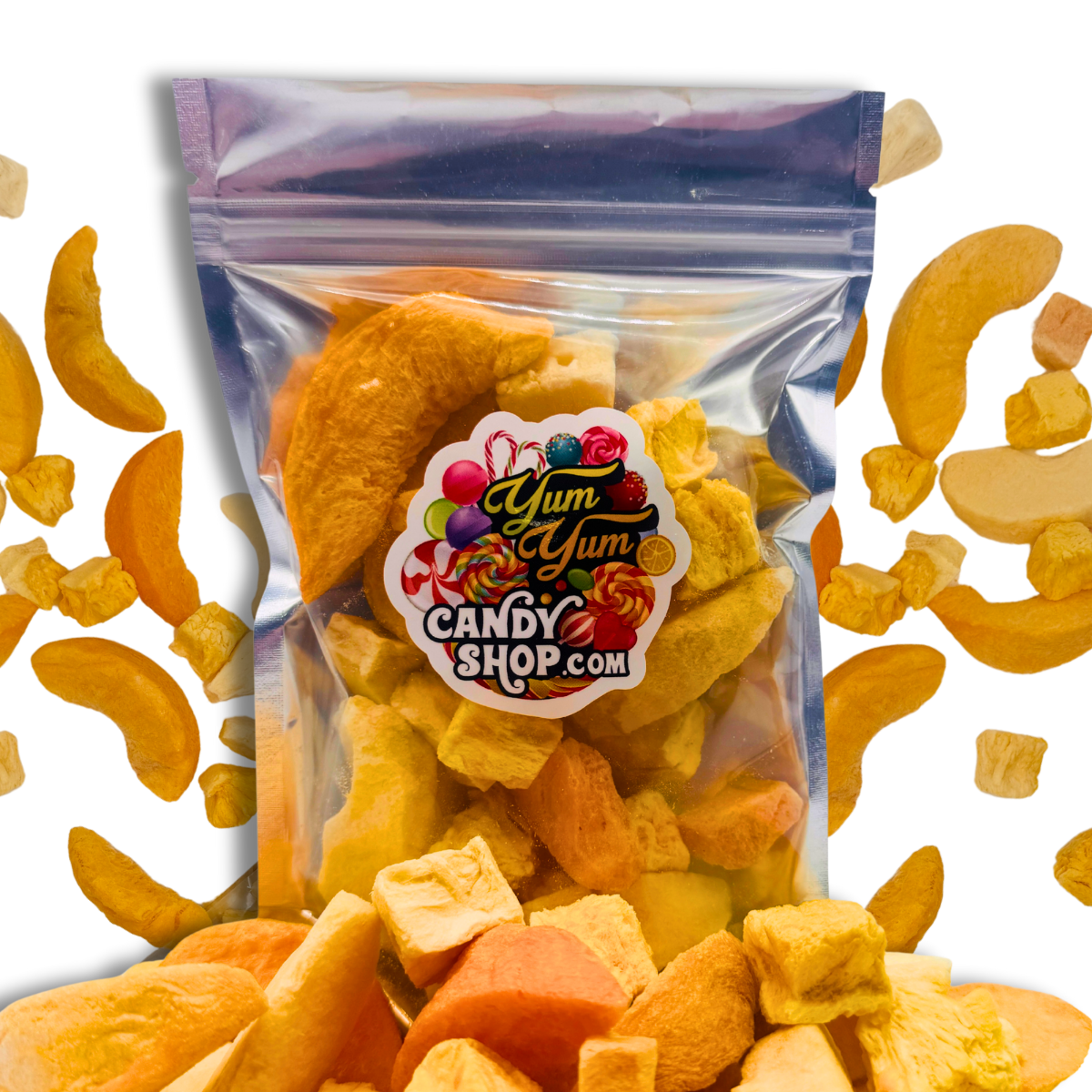 Freeze Dried Fruit Mix – Pineapple, Peaches, Papaya & Apples | Yum Yum Candy Shop