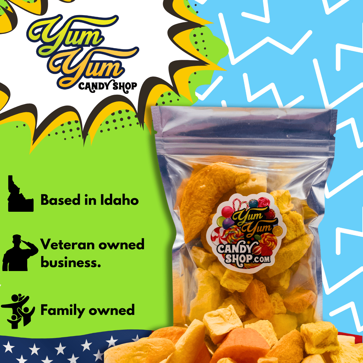 Freeze Dried Fruit Mix – Pineapple, Peaches, Papaya & Apples | Yum Yum Candy Shop