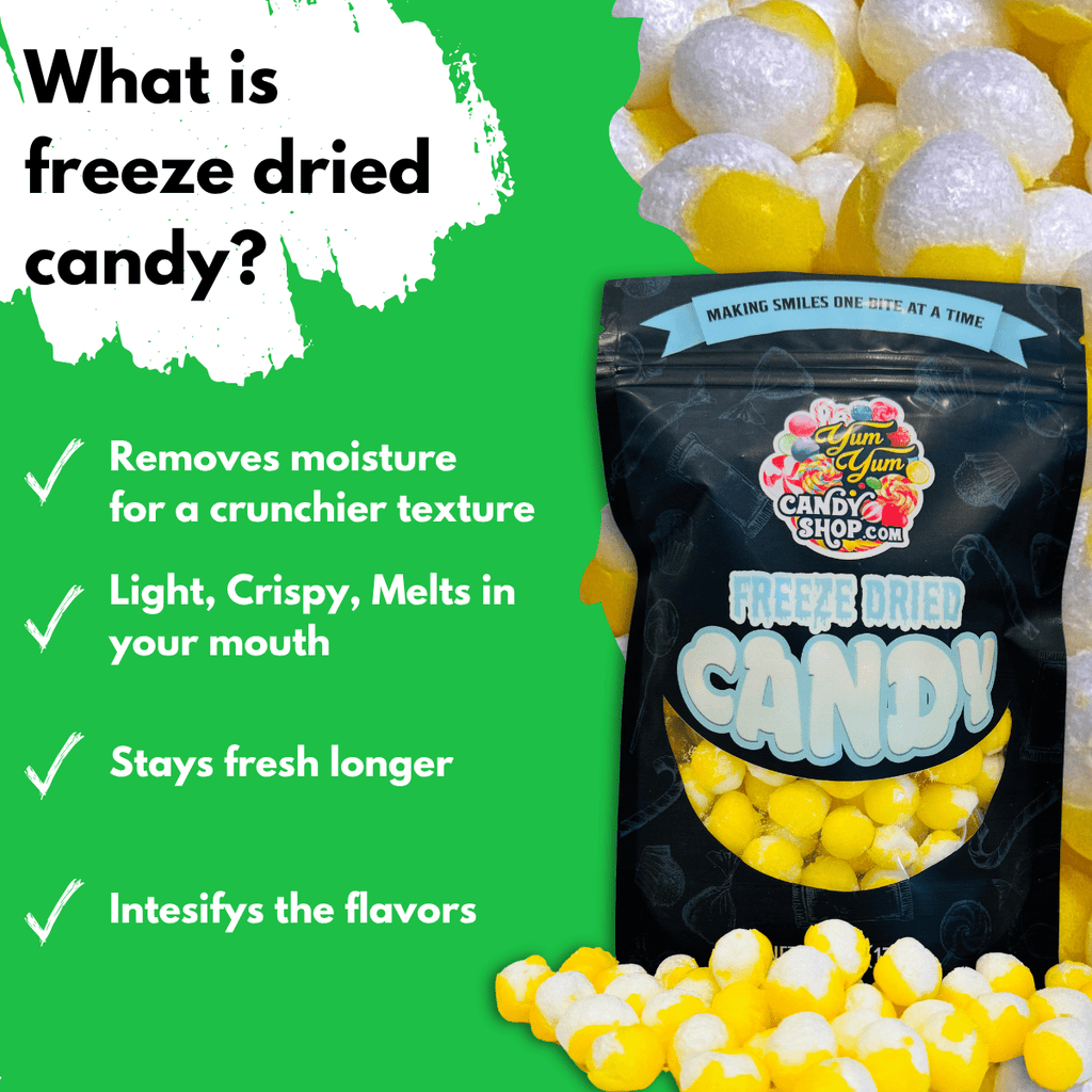 Freeze Dried Lemon Balls - Candy Snack | Yum Yum Candy Shop