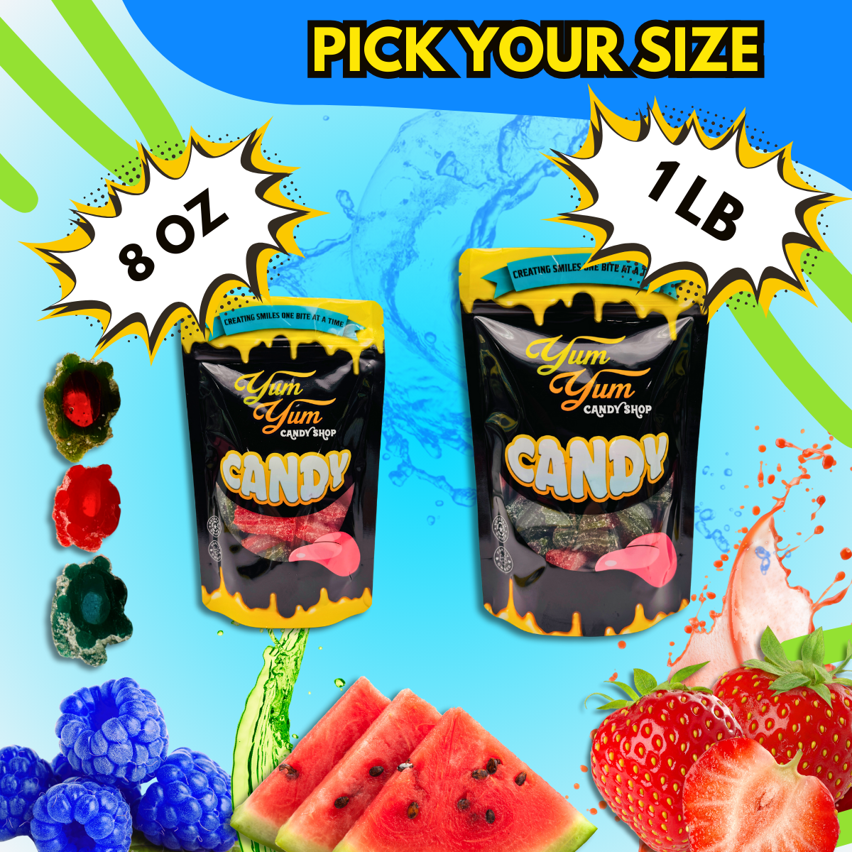Fruit Filled Sour Licorice Twists – Watermelon, Strawberry & Blue Raspberry | Yum Yum Candy Shop