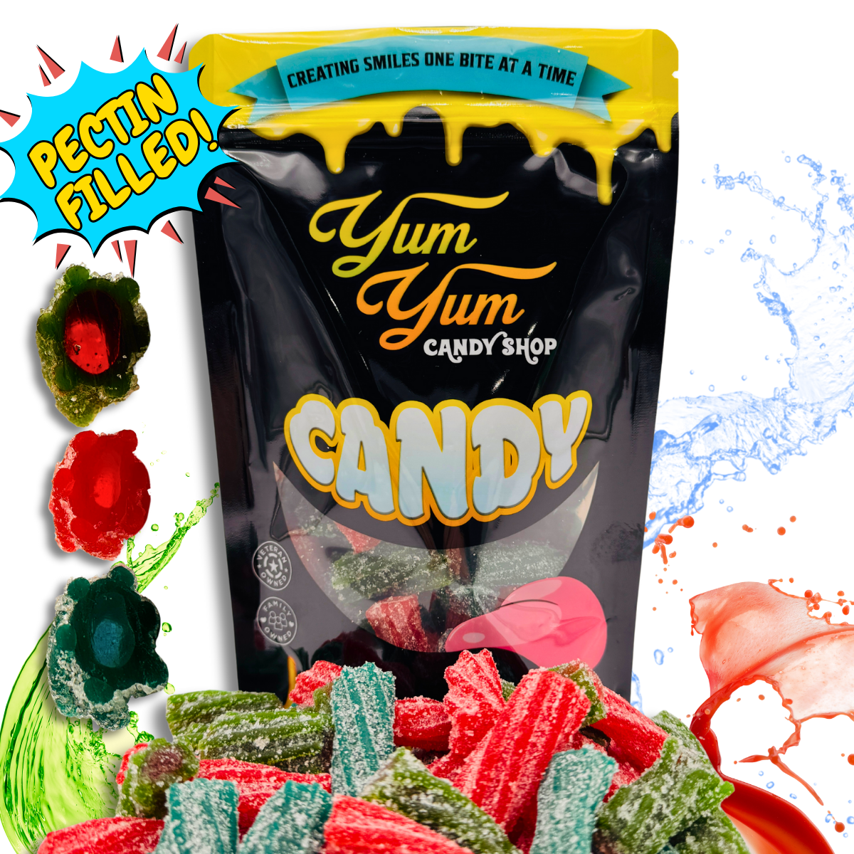 Fruit Filled Sour Licorice Twists – Watermelon, Strawberry & Blue Raspberry | Yum Yum Candy Shop
