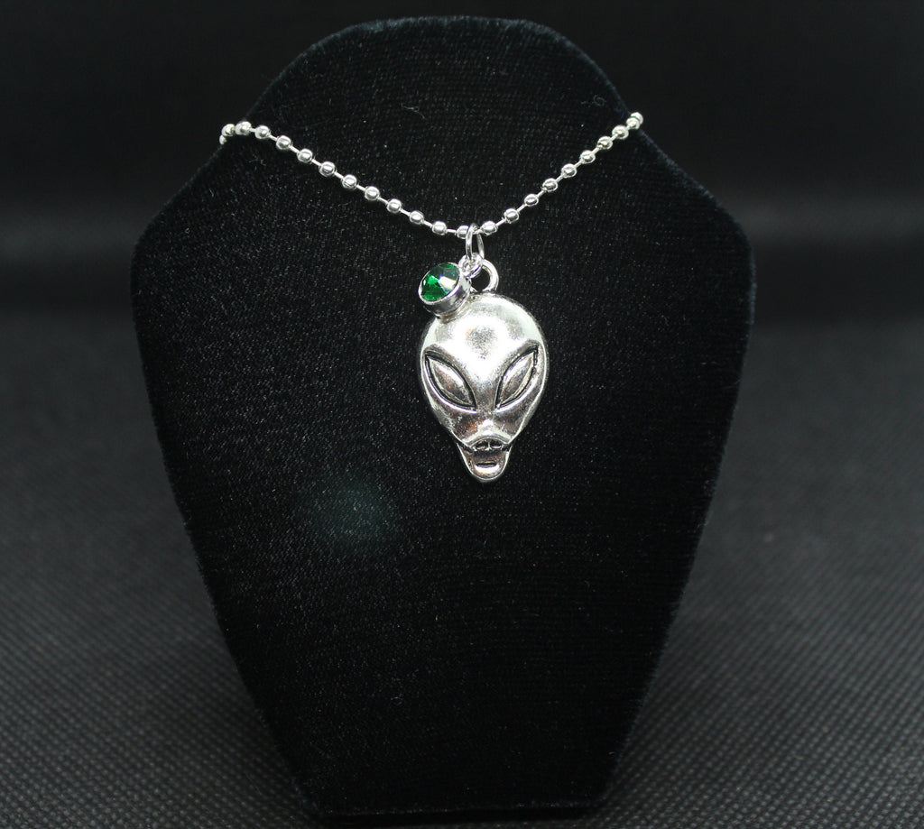Green Alien Necklace Crystal Witch Witchy Jewelry Witchcraft Wicca Wiccan Pagan Metaphysical
