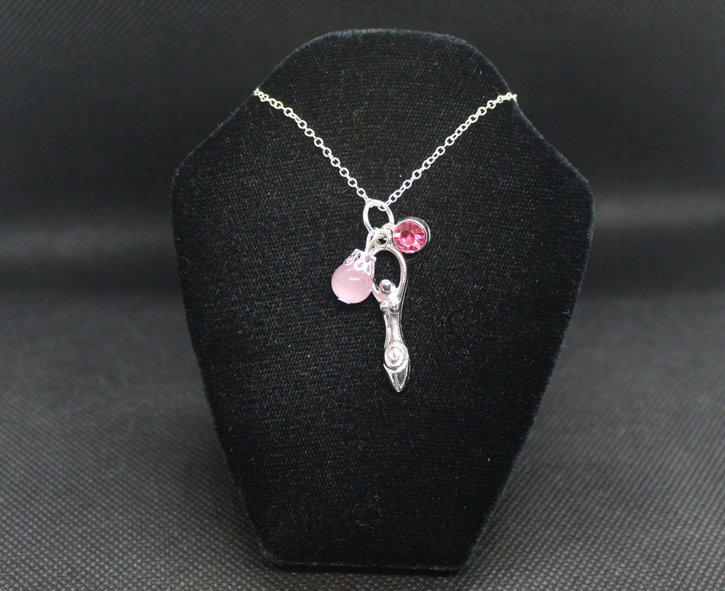 Pink Spiral Goddess Necklace Crystal Witch Witchy Jewelry Witchcraft Wicca Wiccan Pagan Metaphysical