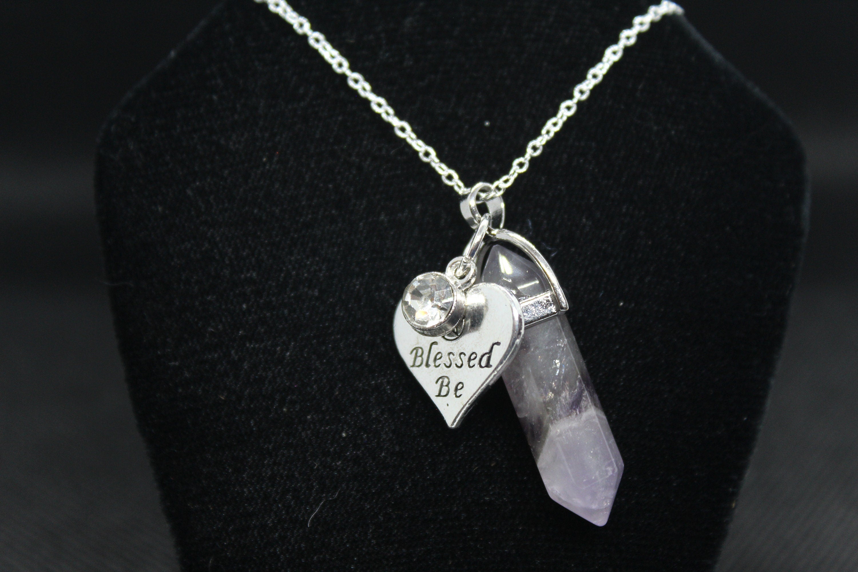 Amethyst Blessed Be Necklace Crystal Witch Witchy Jewelry Witchcraft Wicca Wiccan Pagan Metaphysical