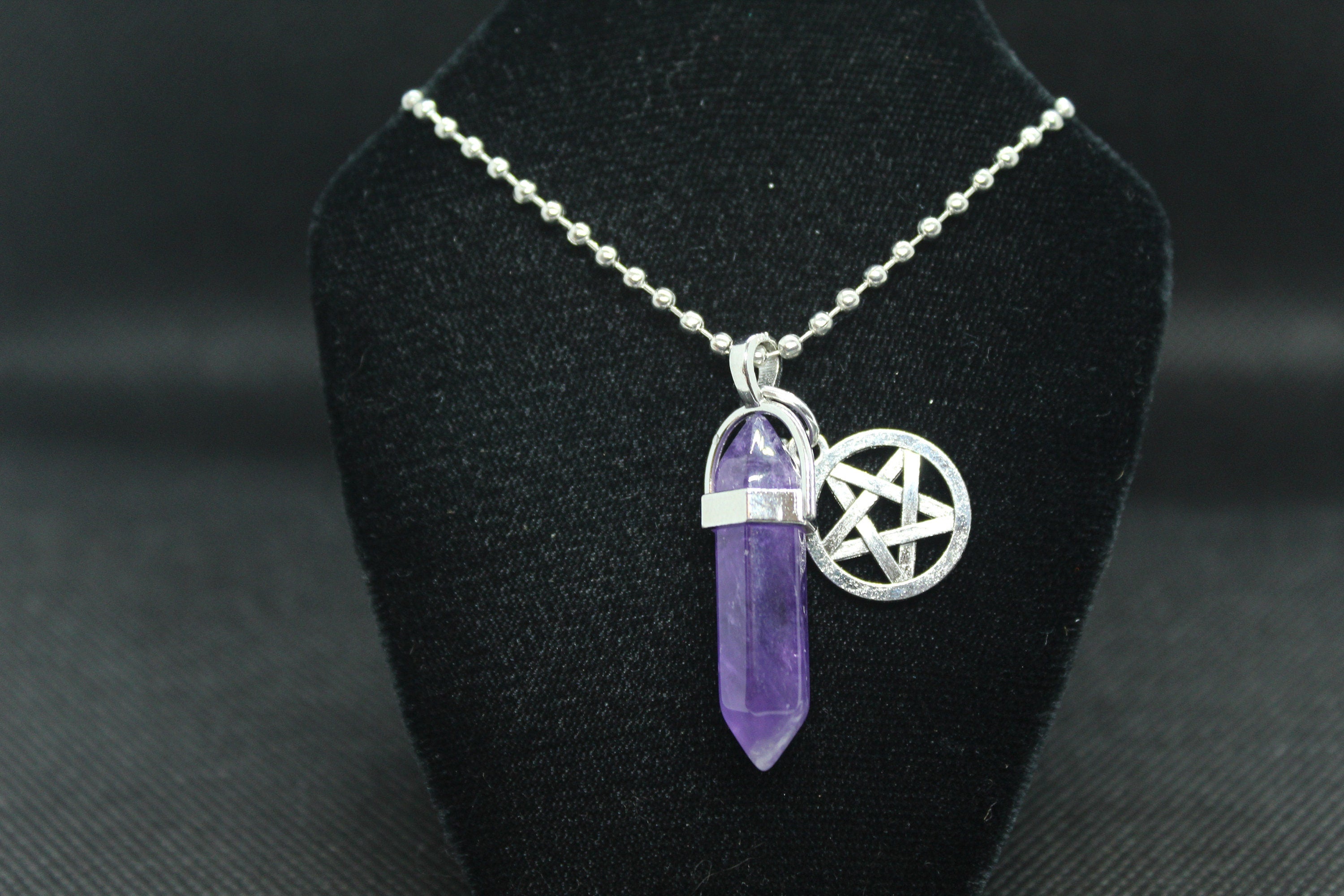 Amethyst Pentacle Necklace Crystal Witch Witchy Jewelry Witchcraft Wicca Wiccan Pagan Metaphysical