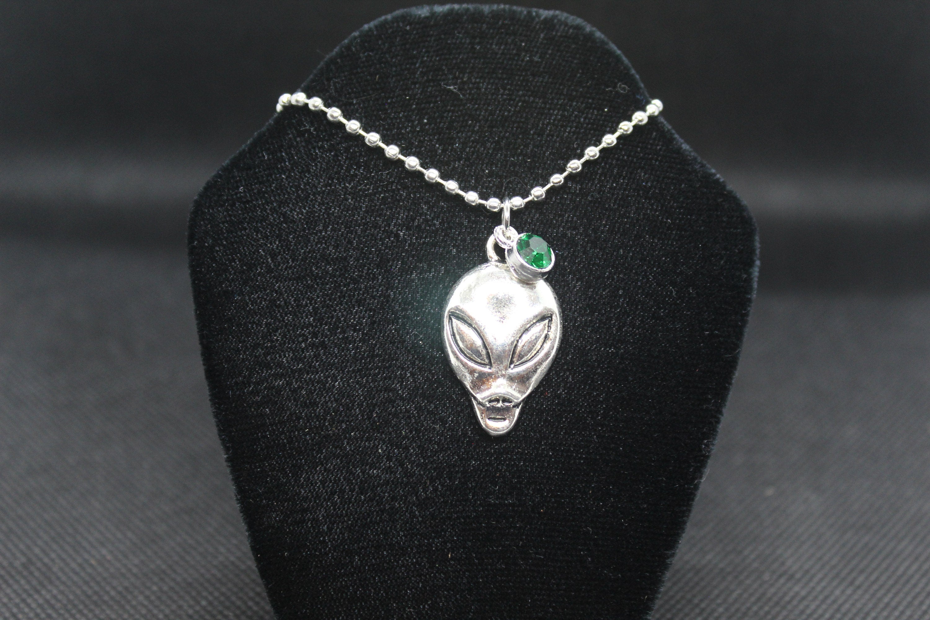 Green Alien Necklace Crystal Witch Witchy Jewelry Witchcraft Wicca Wiccan Pagan Metaphysical