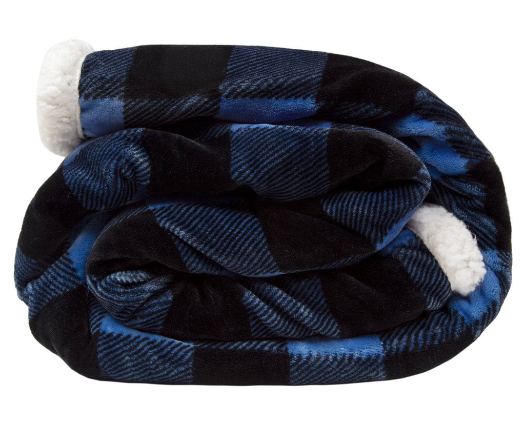 Lumberjack Plaid Plush Fur Sherpa Borrego Fleece Throw Blanket