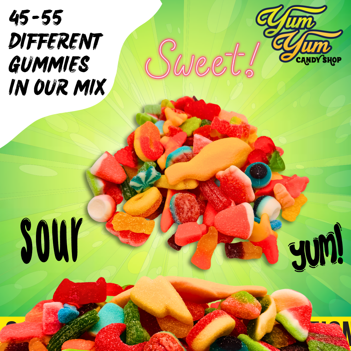 Ultimate Gummy Candy Mix - Over 150 Kinds - Sweet Sour Snack | Yum Yum Candy Shop