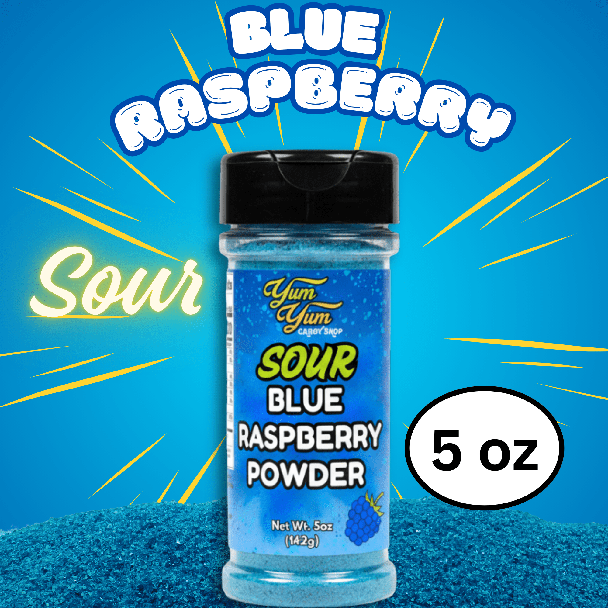 Sweet & Sour Candy Powder Shaker – Blue Raspberry, Cotton Candy, Wild Cherry & Plain