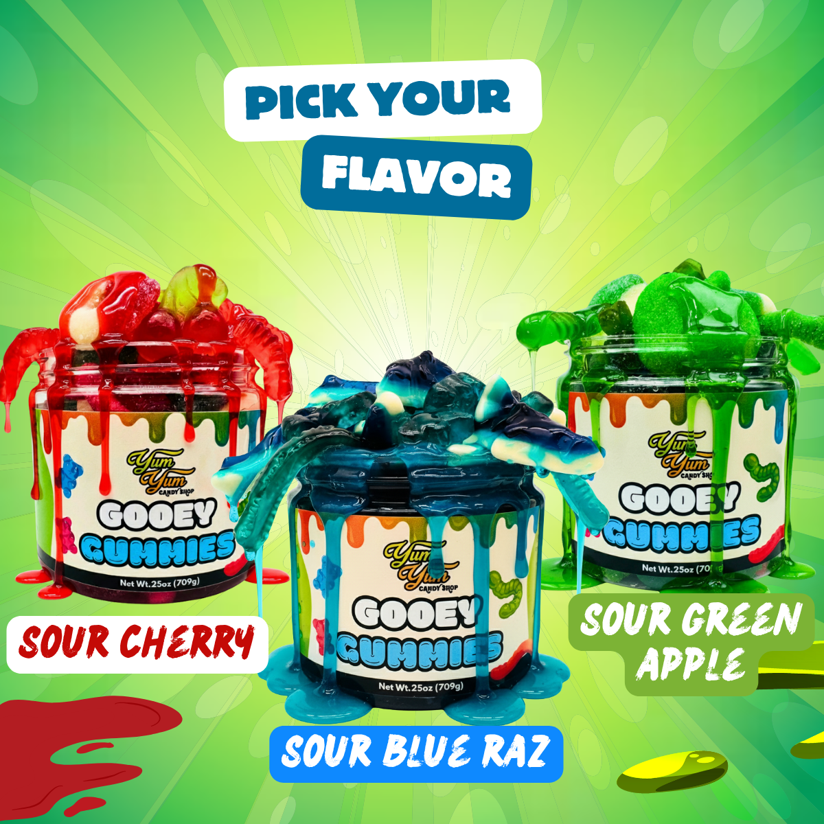 Sour Gooey Gummies – Blue Raspberry, Wild Cherry & Green Apple | Candy