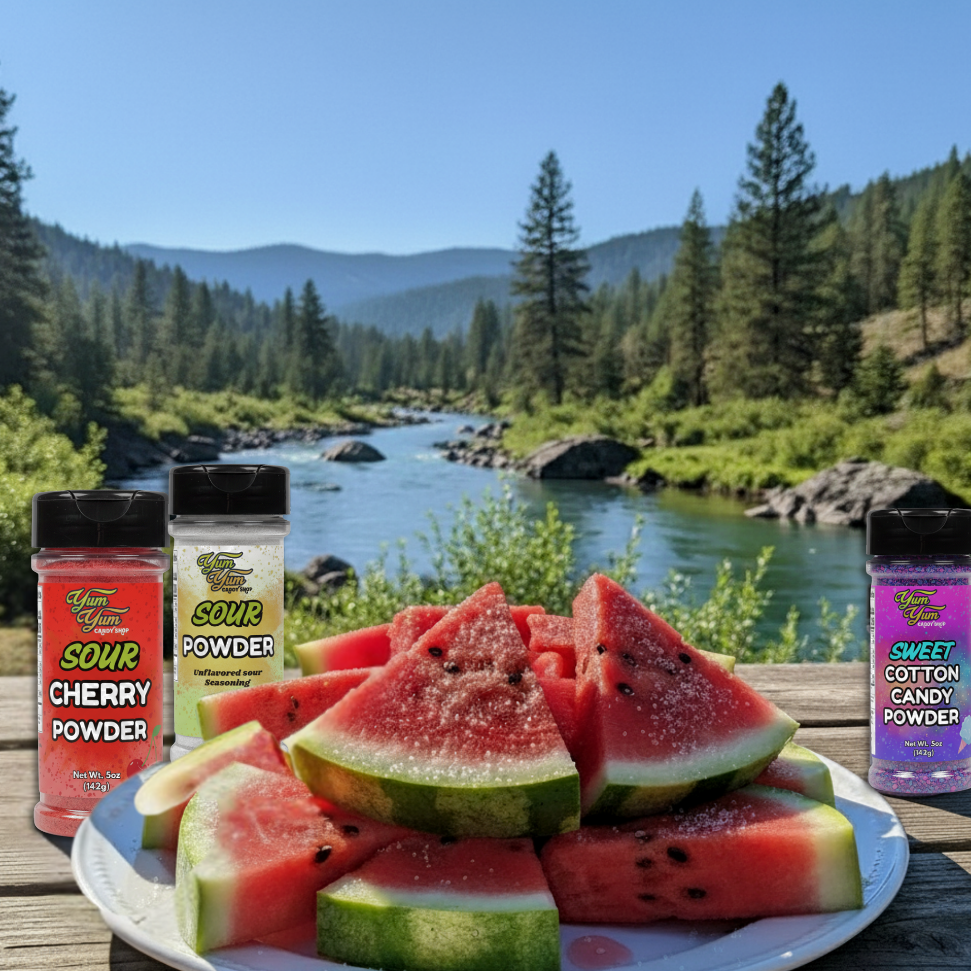 Sweet & Sour Candy Powder Shaker – Blue Raspberry, Cotton Candy, Wild Cherry & Plain
