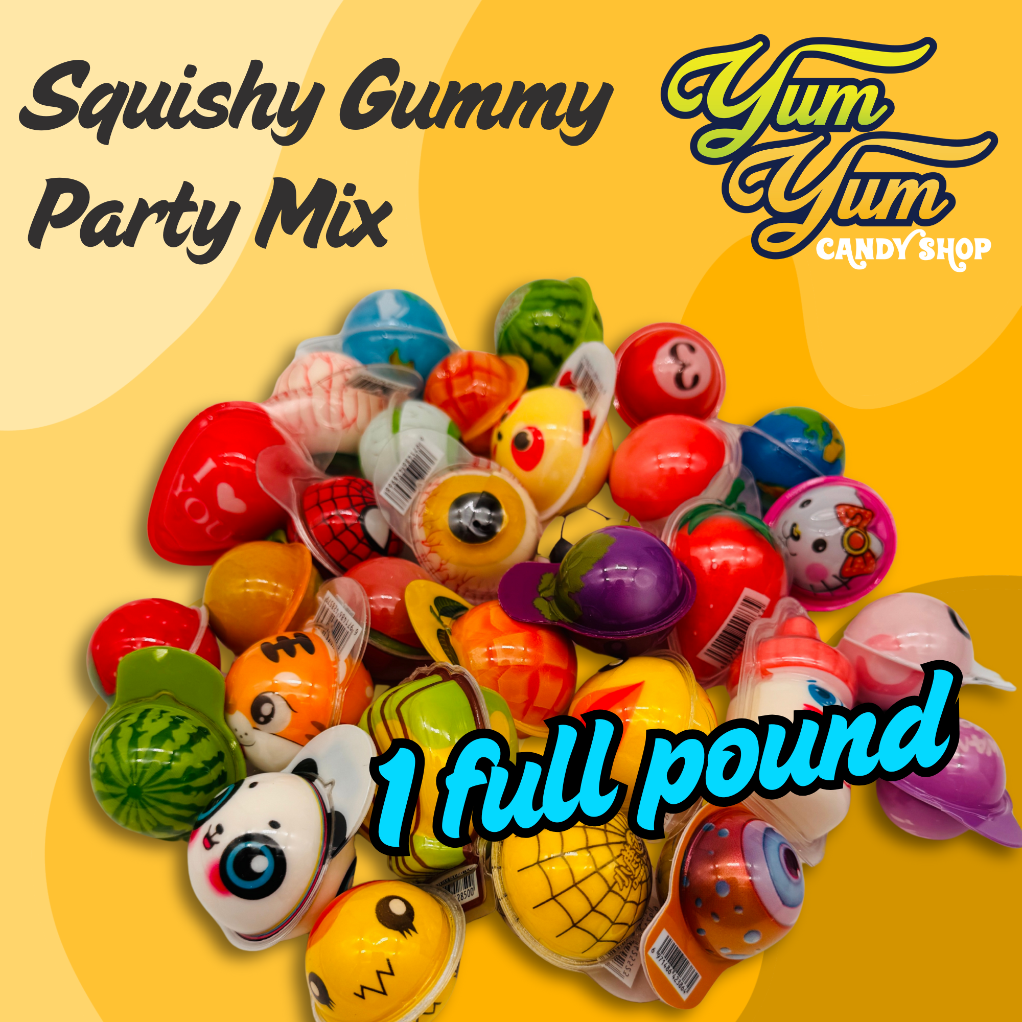 Squishy Gummy Party Mix – Juice-Filled Fun Shapes & Flavors | Yum Yum Candy Shop