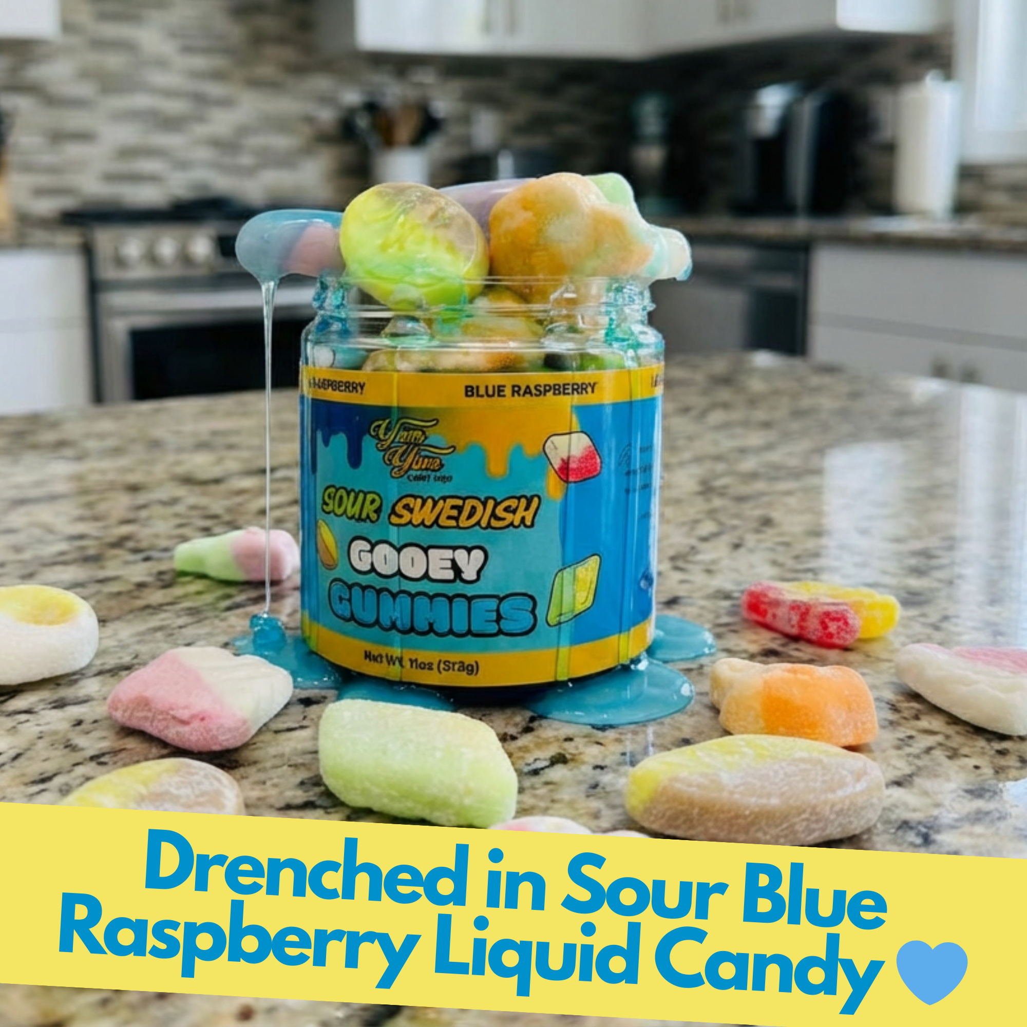 Sour Swedish Gooey Gummies With Bubs The Viral Blue Raspberry Sweet & Sour Fusion