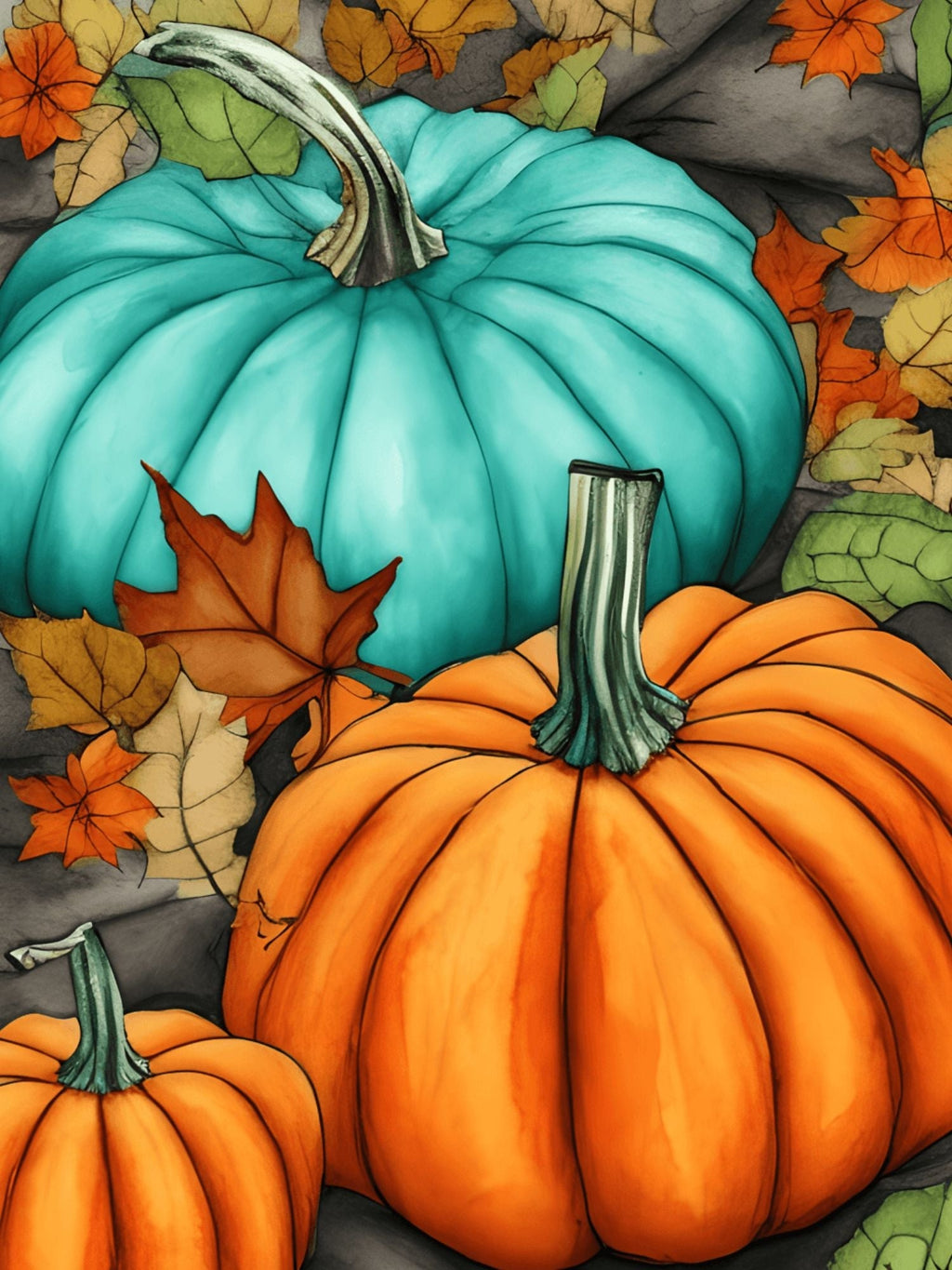 Teal & Orange Pumpkins