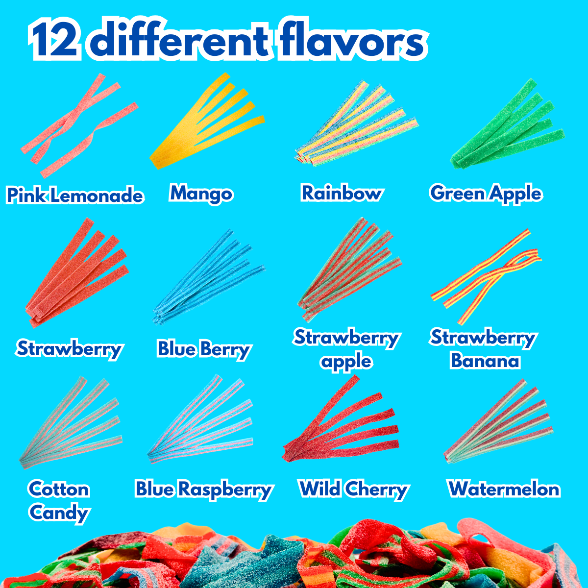 Ultimate Sour Belt Variety Mix – Halal Gummy Candy Belts Flavor Variety Pack | Yum Yum Candy Shop