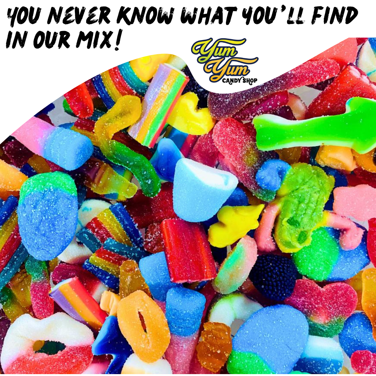 Ultimate Gummy Candy Mix - Over 150 Kinds - Sweet Sour Snack | Yum Yum Candy Shop